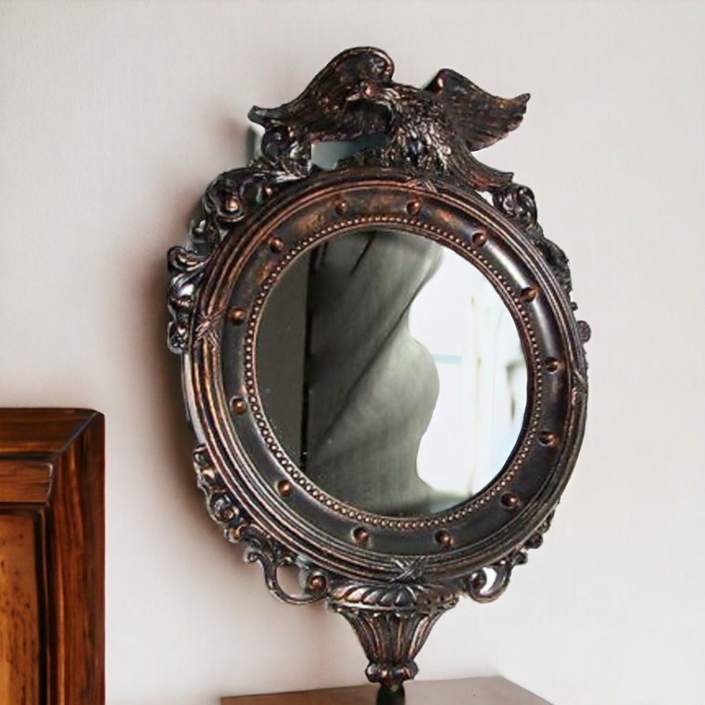 Vintage 1950s Dart Syroco Federal Eagle Porthole Round Mirror Wall Decor